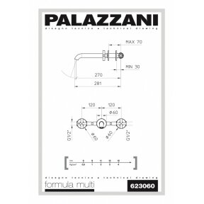 Maišytuvas praustuvui iš sienos Palazzani Formula Multi