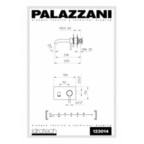 Смеситель из стены для умывальника Palazzani Idrotech II Digit 3