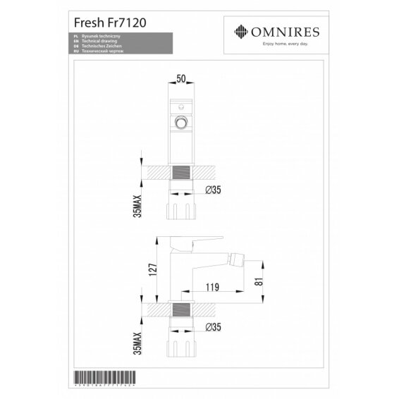 Смеситель биде OMNIRES FRESH 1