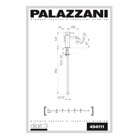 Смеситель для биде Palazzani Digit 3 1