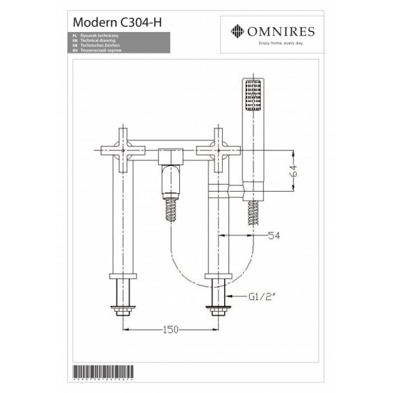 Смеситель на борт ванны OMNIRES MODERN 1