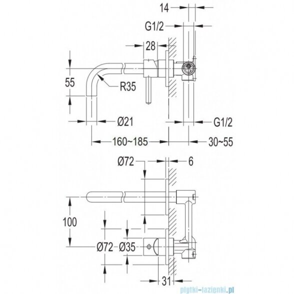 Cмеситель из стены для умывальника OMNIRES Y1215HBSB, матовая латунь 3