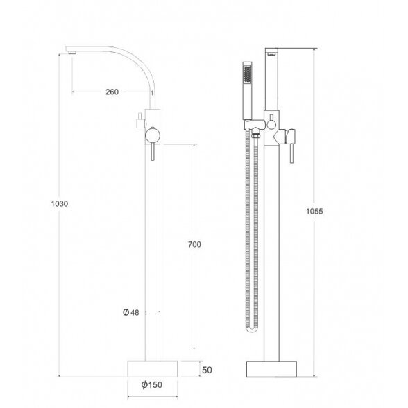 Напольный смеситель для ванны Besco Decco 2