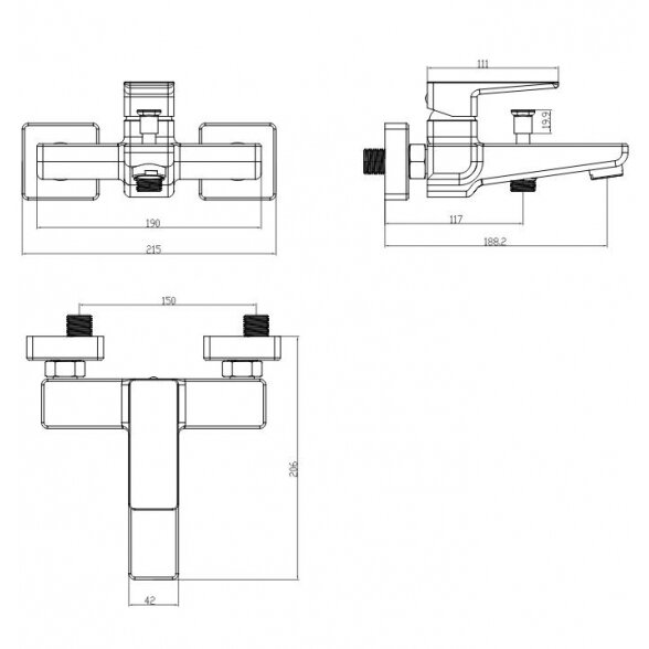 Смеситель для ванны Omnires Parma (Сталь) 1