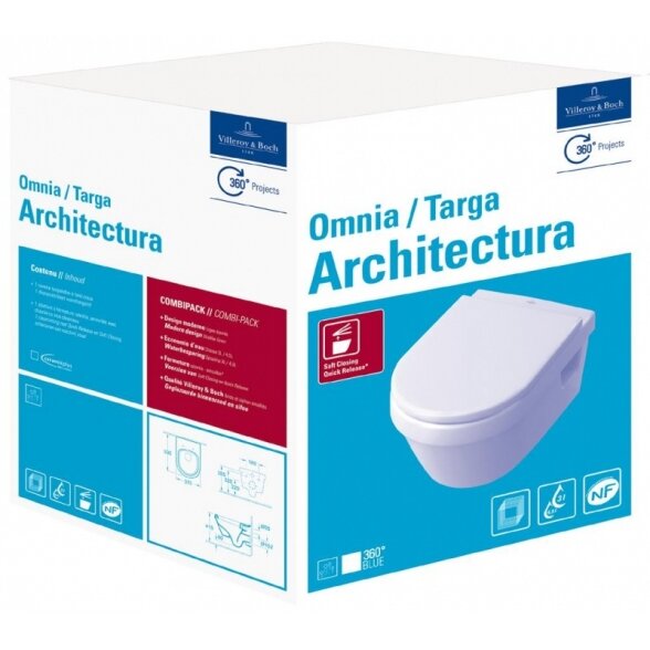 Omnia Architectura pakabinamas unitazas su Soft-Close dangčiu Villeroy & Boch 1