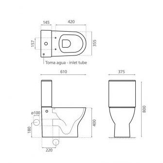 Напольный унитаз WC Sidney rimless c Soft Close крышко, Bathco 1