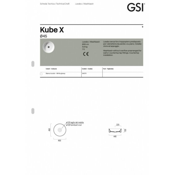 Настольный умывальник Kube X, GSI 3