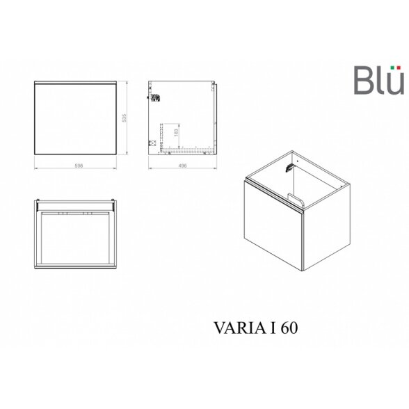 Шкафчик с умывальником Blu VARIA Push см 4