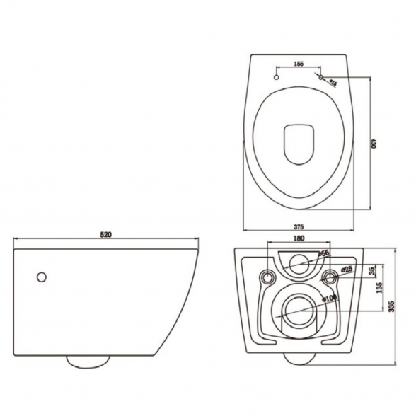 Pakabinamas unitazas WC Estoril rimless su Soft Close dangčiu, Bathco 1