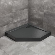 Penkiakampis juodas dušo padėklas Radaway Doros PT Compact Stone Black