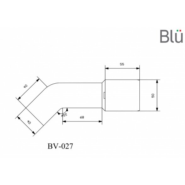 Пластиковое 45° колено Blu для душевых сифонов 1