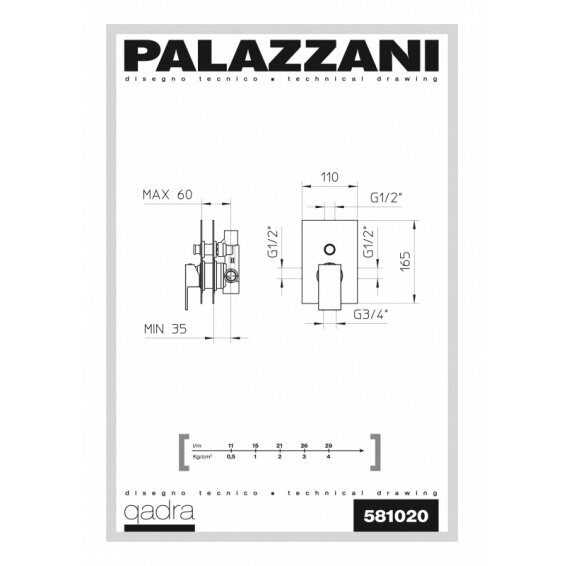 Встраиваемая душевая система Palazzani Qadra 1