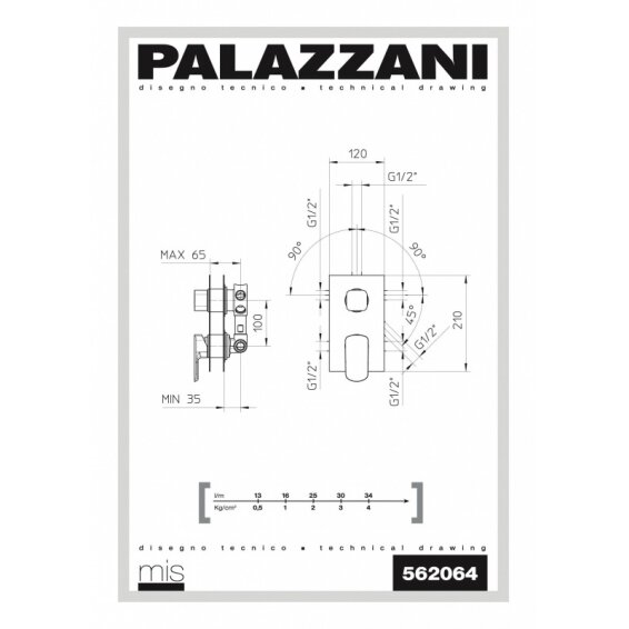 Встраиваемый смеситель для душа Palazzani Mis 1