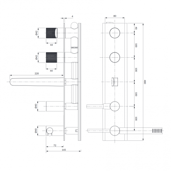 Смеситель для ванны скрытого монтажа Omnires Contour CT8037/1CPB 1