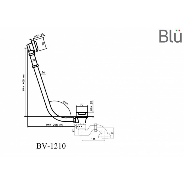 Сифон в ретро стиле для ванны Click-Clack 108° Blu 4