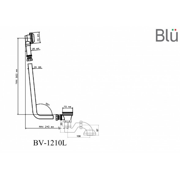 Сифон в ретро стиле для ванны Click-Clack 95° Blu 4