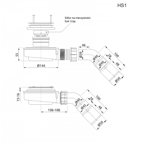 Сифон для душевого поддона Radaway HS1 90 mm Ø