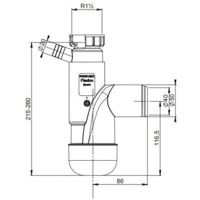 Сифон для умывальника FLEXLOC, Prevex 1