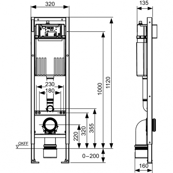 Встраиваемая WC рама TECEbase 320 mm 2