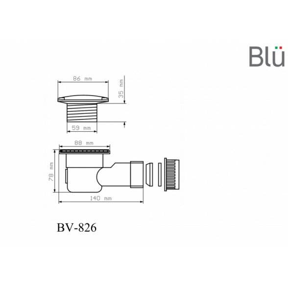 Сифон Blu для душевых поддонов 60 mm Ø 1