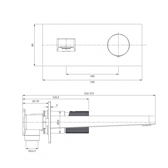 Смеситель из стены для умывальника OMNIRES Contour CT8015CPB, матовое медь 1