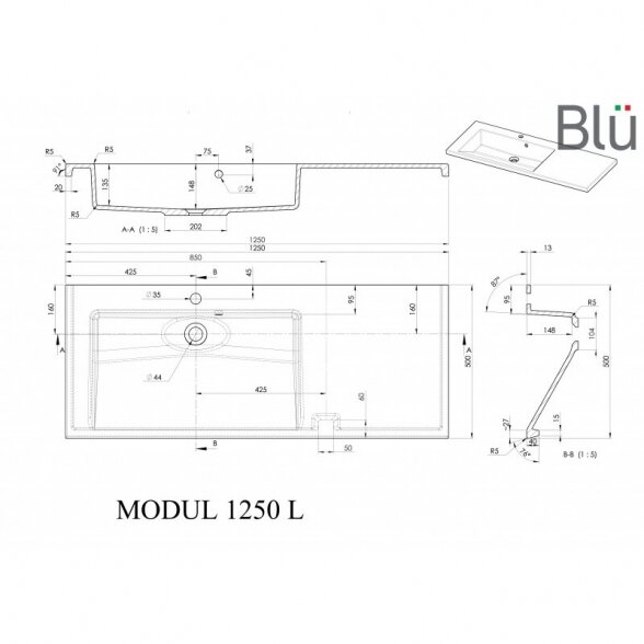 Шкафчик с умывальником Blu MODUL 10