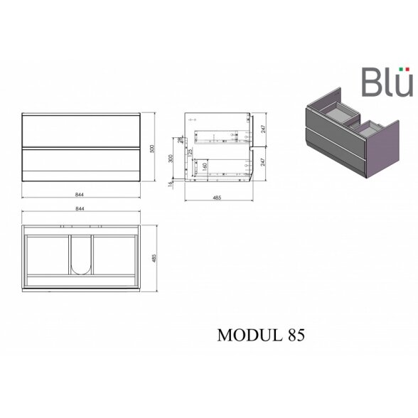 Spintelė su praustuvu Blu MODUL 6