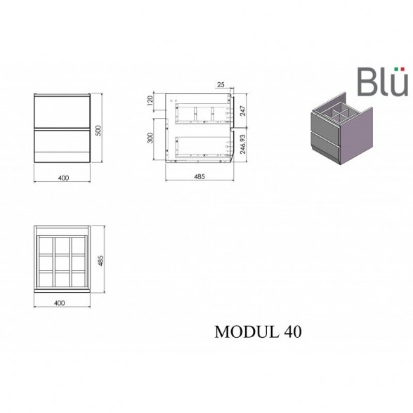 Spintelė su praustuvu Blu MODUL 7