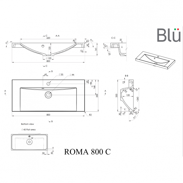 Spintelė su praustuvu Blu ROMA 5