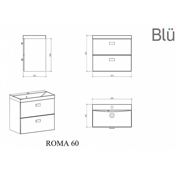 Spintelė su praustuvu Blu ROMA 2
