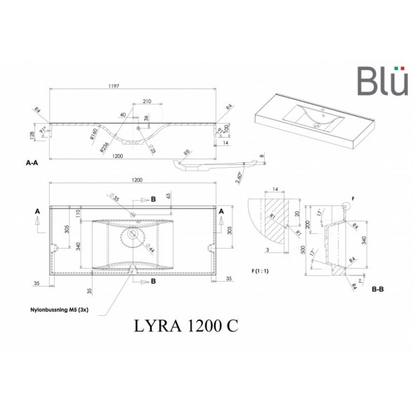 Spintelė su praustuvu Blu VARIA 1200 3