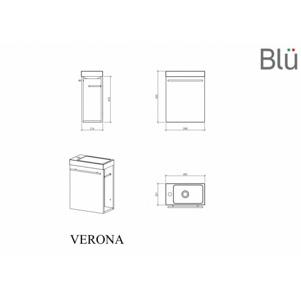 Шкафчик с умывальником Blu VERONA 2