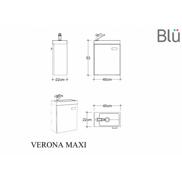 Шкафчик с умывальником Blu VERONA MAXI 1