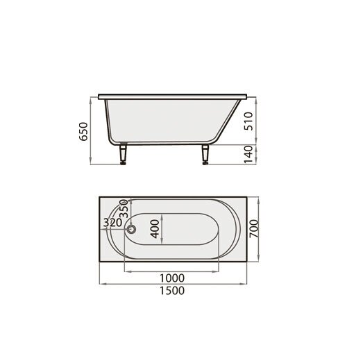 Прямоугольная ванна из каменно массы Camilla 1500 SPN 2