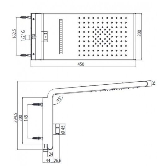 Stacionarus dušas su rankiniu dušeliu ir integruotu divertoriumi Bossini Syncro-Rain Renovation Set 4