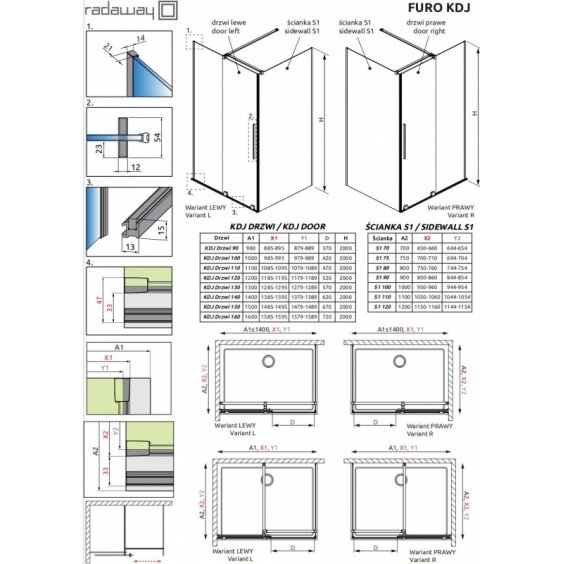 Stačiakampė dušo kabina Radaway Furo Brushed GunMetal KDJ 5