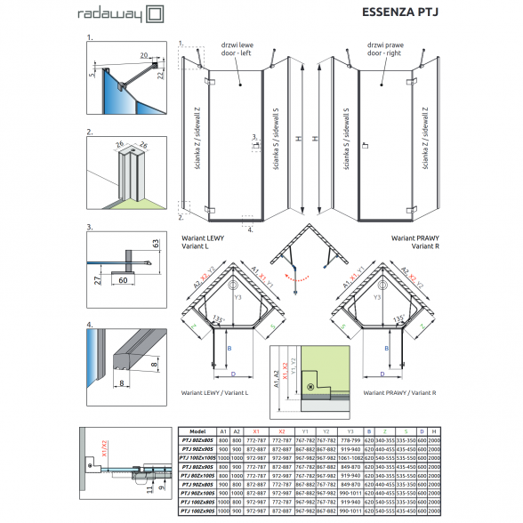 Душевая кабина Radaway Essenza Brushed Nickel PTJ 2