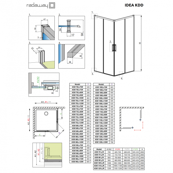 Прямоугольная душевая кабина Radaway Idea White KDD 5