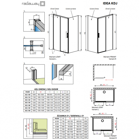 Прямоугольная душевая кабина Radaway Idea Black KDJ 4