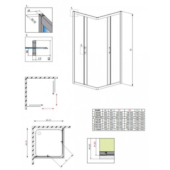 Прямоугольная душевая кабина Radaway Premium Plus C 1900 3