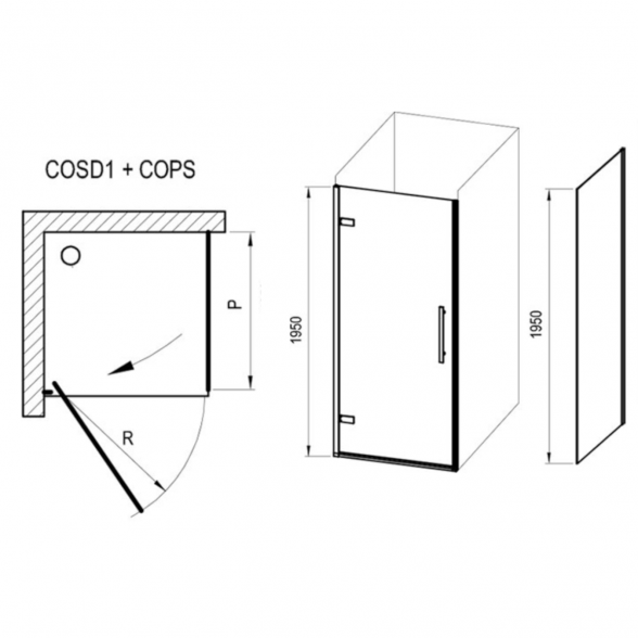 Прямоугольная душевая кабина Ravak Cool COSD1 + COPS 4