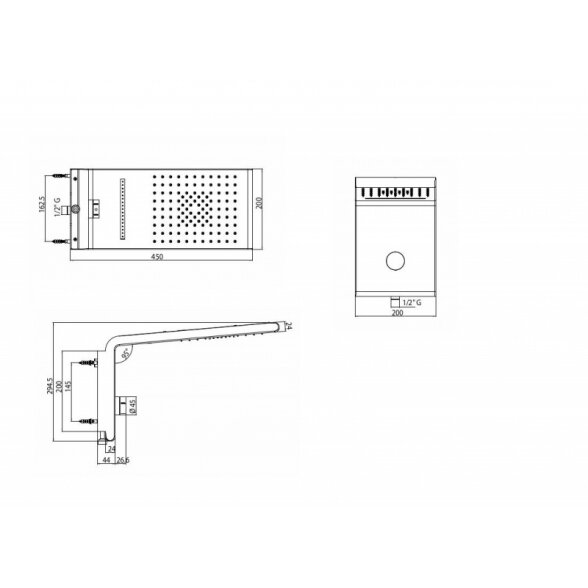 Стационарный душ с ручным душиком и интегрированным дивертером Bossini Syncro-Rain Renovation Set 4