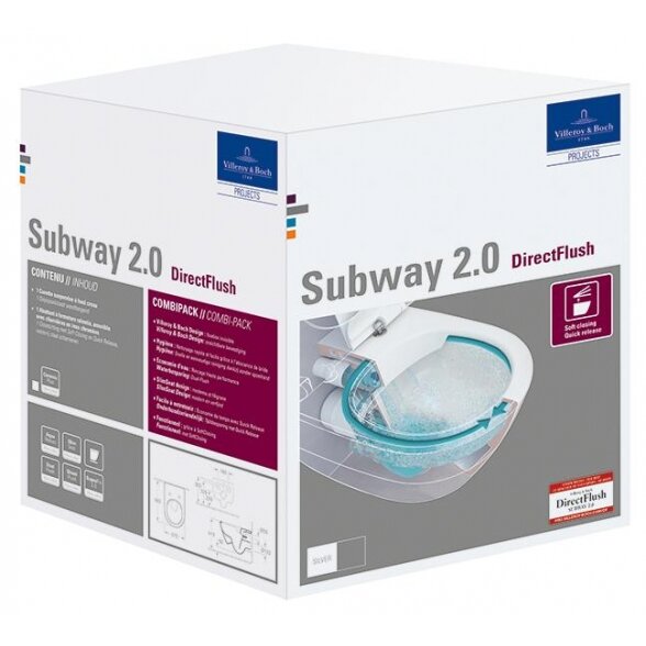 Subway 2.0 подвесной унитаз Direct Flush с сиденьем SlimSeat White Alpin, Villeroy & Boch 2