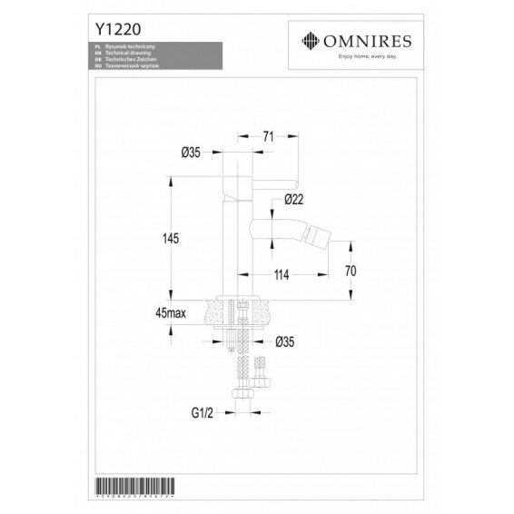 Vario spalvos bidė maišytuvas OMNIRES Y 1