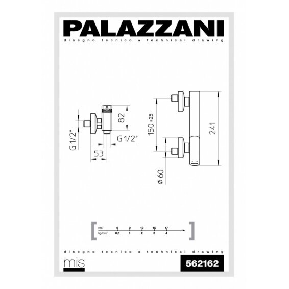 Настенный смеситель для душа Palazzani Mis Color 1