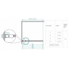 Vonios sienelė Brasta Glass MAJA aukso spalvos profiliu