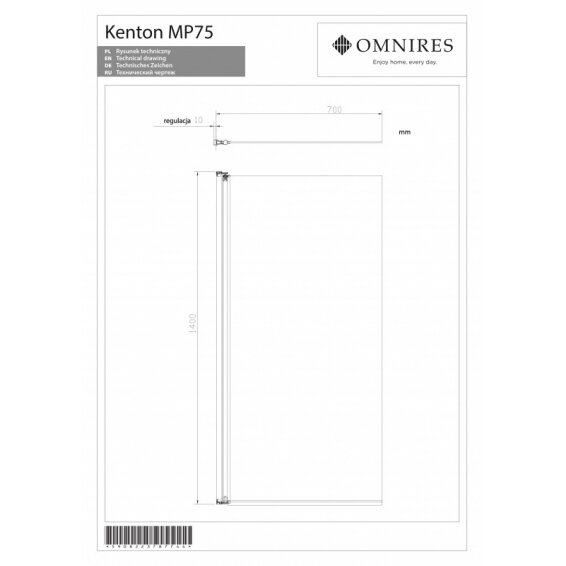 Стенка для ванны OMNIRES KENTON 2