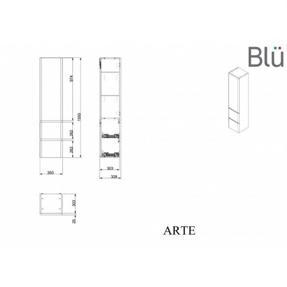 Vonios baldų komplektas Blu ARTE 600, Volcano grey IŠPARDAVIMAS 5