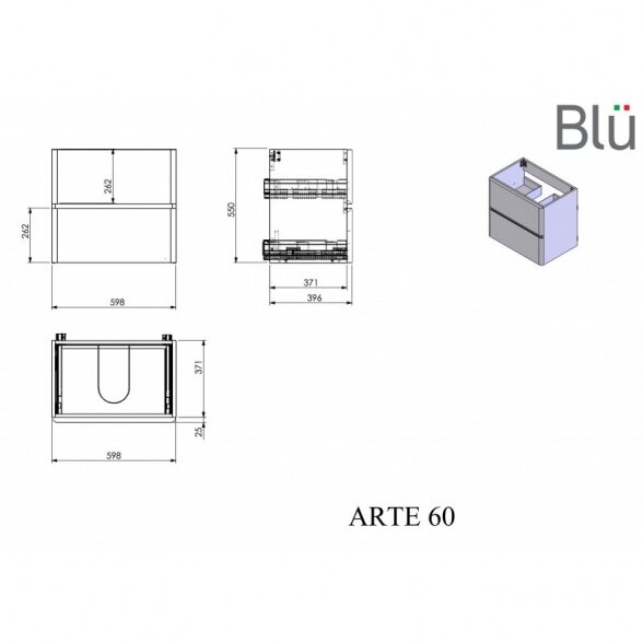 Комплект мебели для ванной комнаты Blu ARTE 600, серый вулкан 4