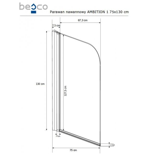 Стенка для прямоугольной ванны Radaway Furo Gold PND II 3